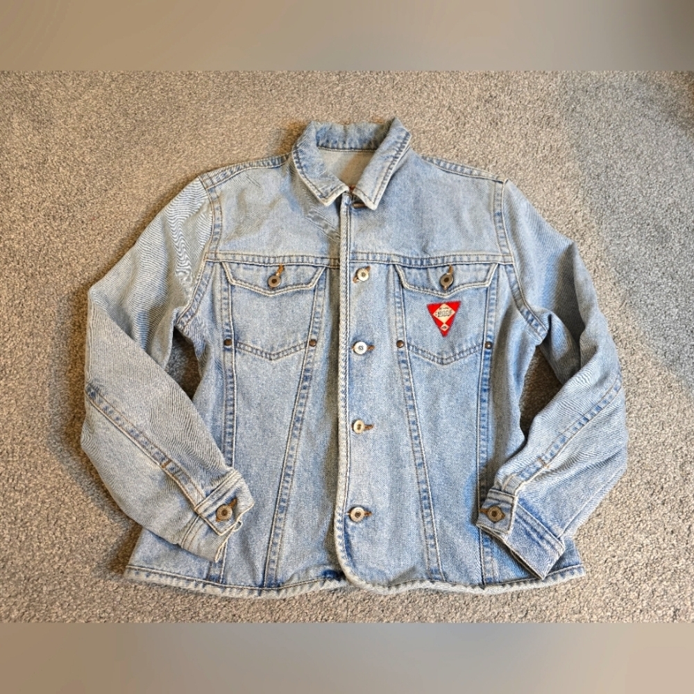 Brand Caroche Vintage Retro Denim Cinched Waist Jacket Countryside Chic